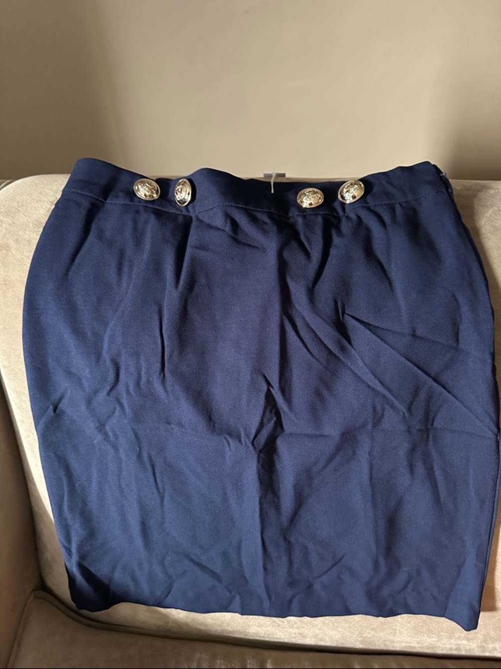 VENUS Navy Skirt with Gold Accent Buttons